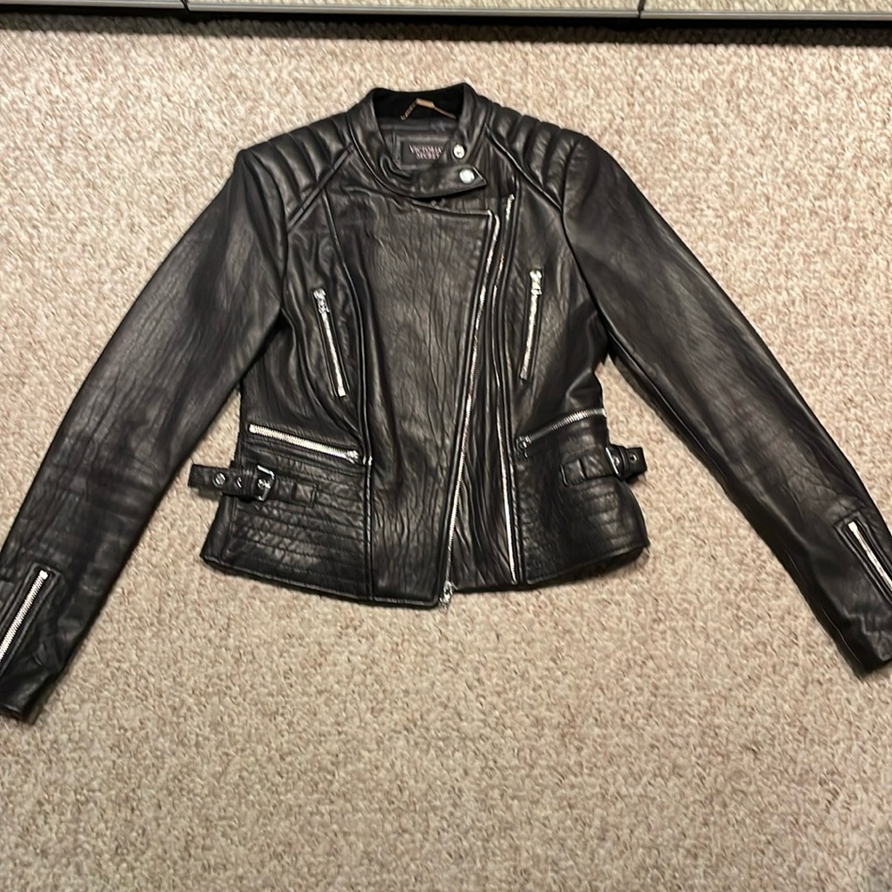 Leather biker style jacket